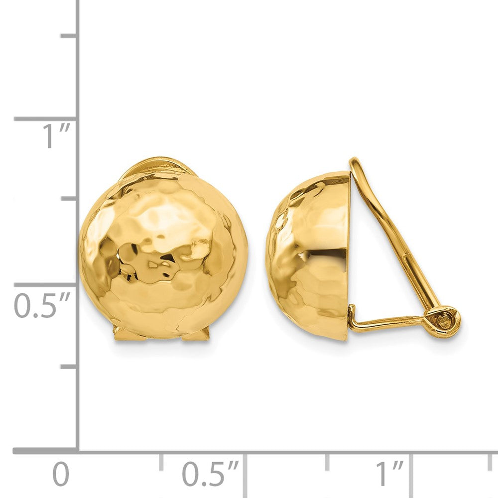 Hammered Half Ball Omega Back Non-pierced Earrings - WBC