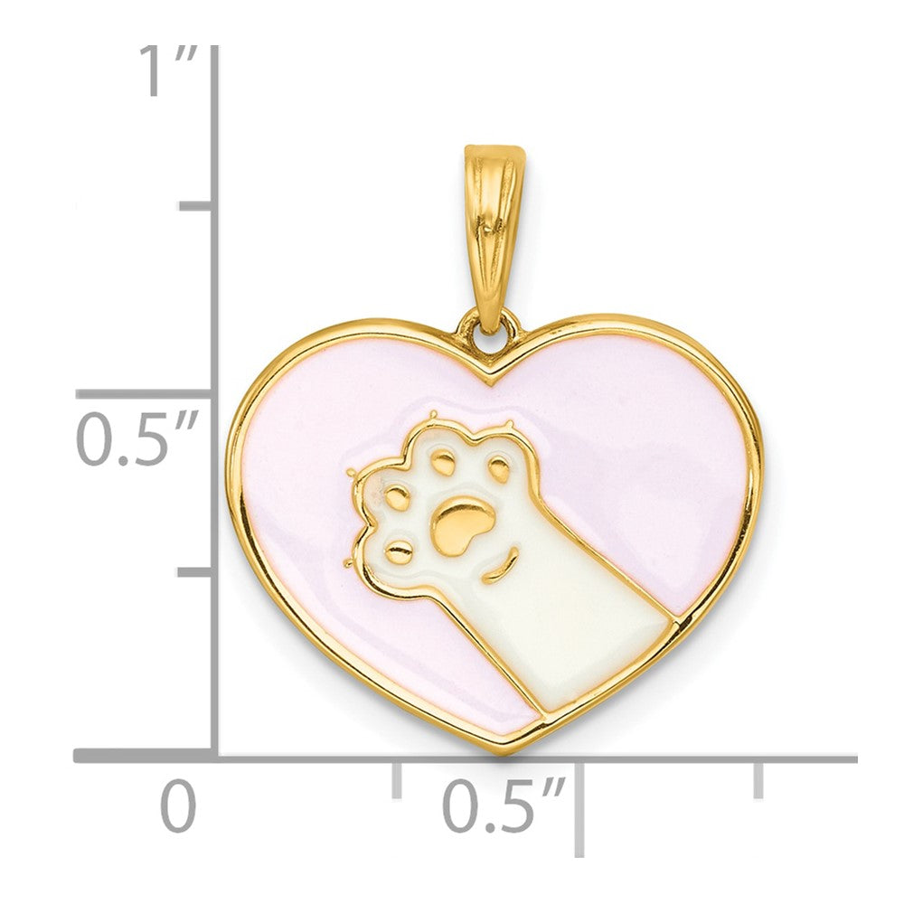 Polished Enamel Paw In Pink Heart Charm - WBC