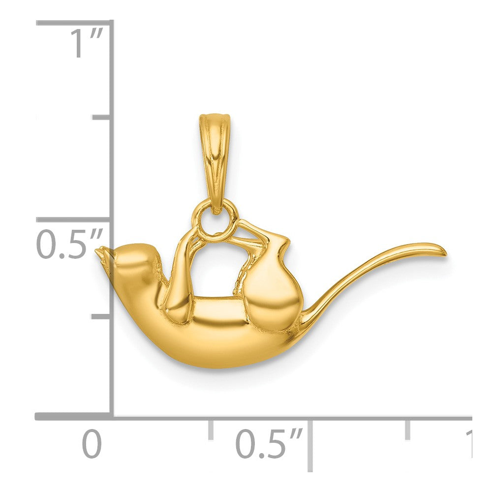 Polished 3-D Cat Hanging Charm - WBC