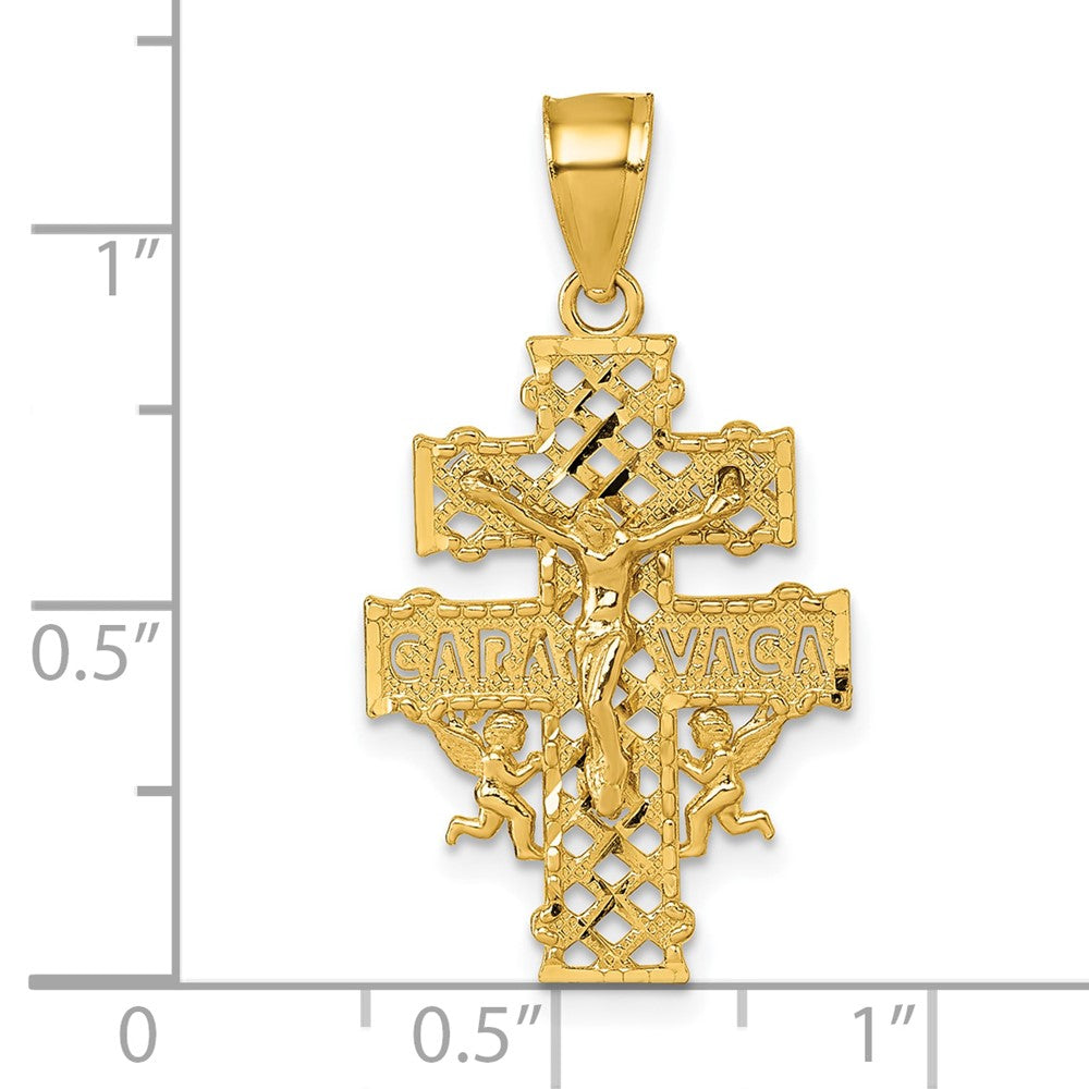Polished Diamond-cut Cara Vaca Crucifix Pendant - WBC