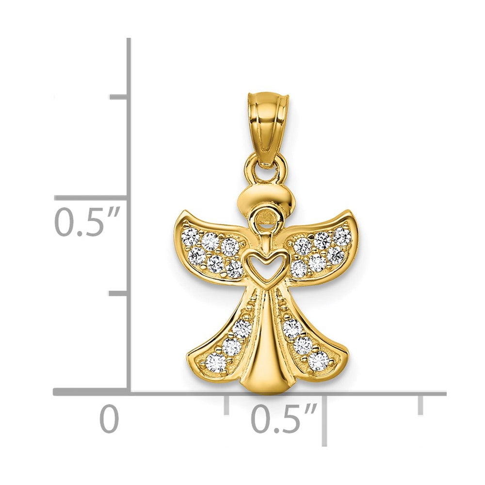 Polished CZ Angel with Open Heart Pendant - WBC