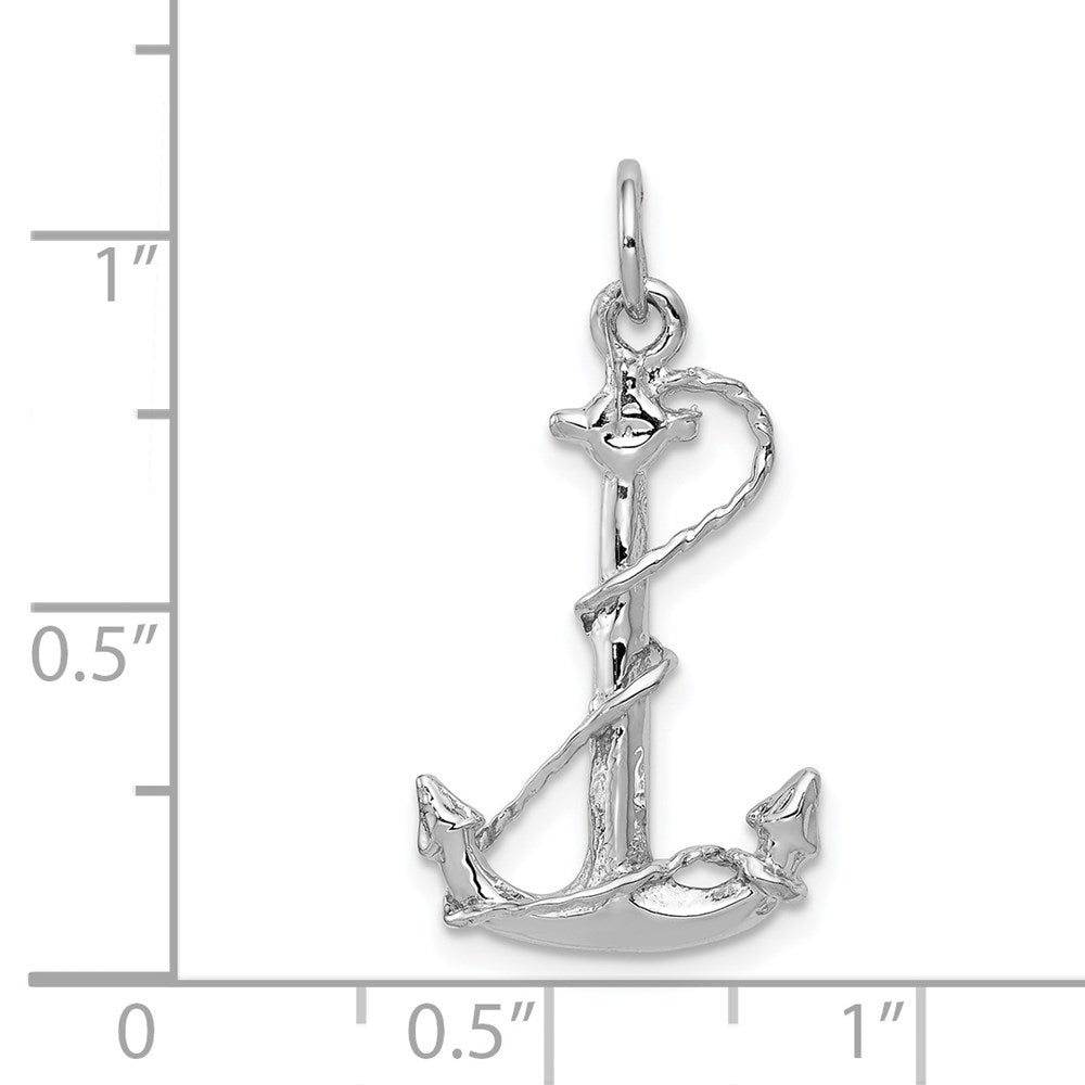 Solid Polished 3-D Anchor with Rope Charm - WBC