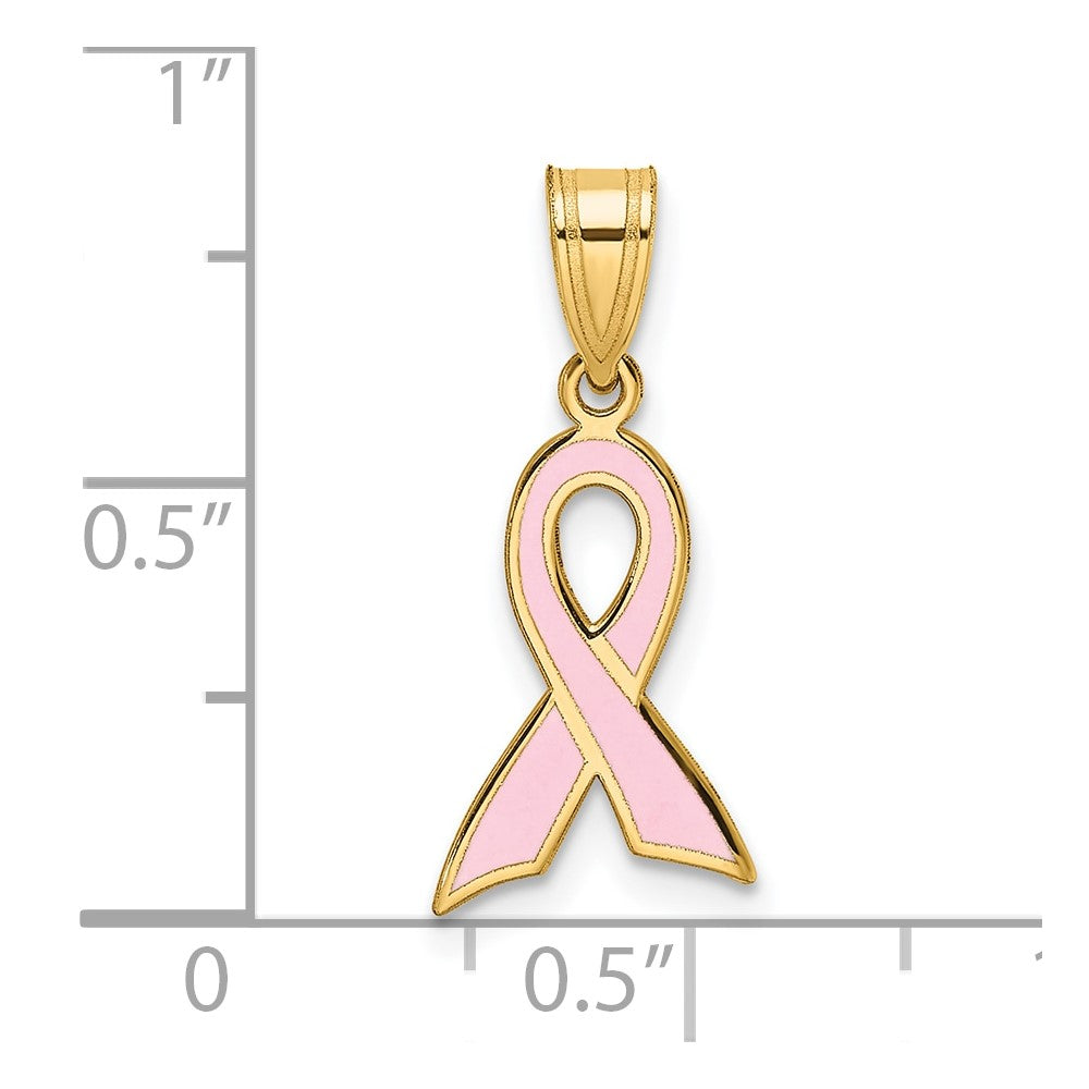 Small Pink Enameled Awareness Ribbon Pendant - WBC
