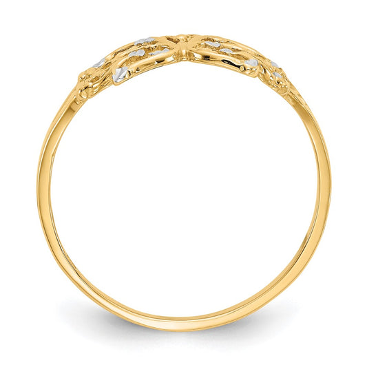 and Rhodium Diamond-cut Butterfly Ring - WBC