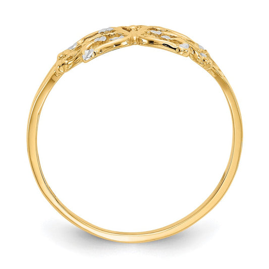 Emperor 14K Solid Gold Diamond-cut Butterfly Ring, Rhodium-Plated
