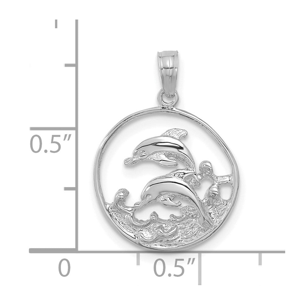Double Dolphin Circle Pendant - WBC