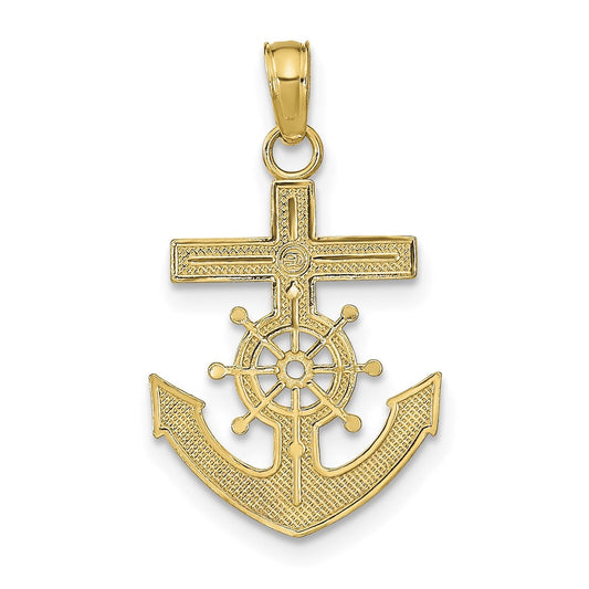 14K Gold Mariner's Cross Pendant, 15mm