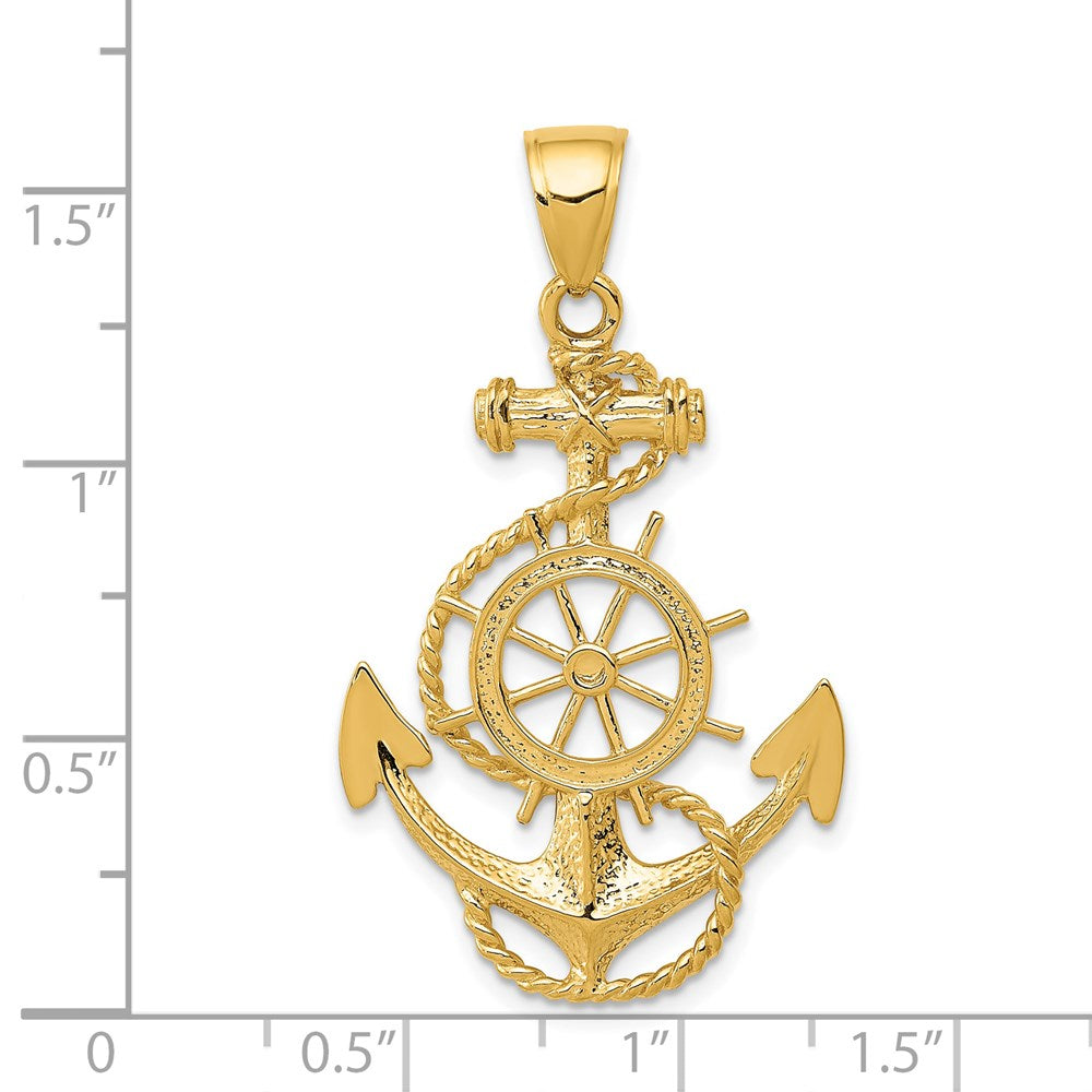 Large Anchor and Ships Wheel with Rope Pendant - WBC