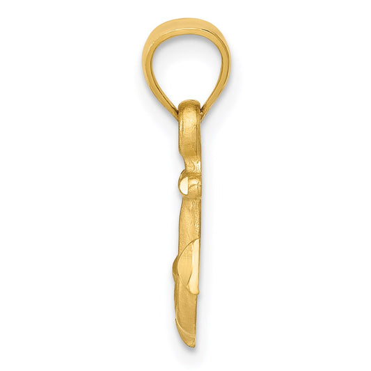 Satin Diamond-cut Anchor Pendant - WBC