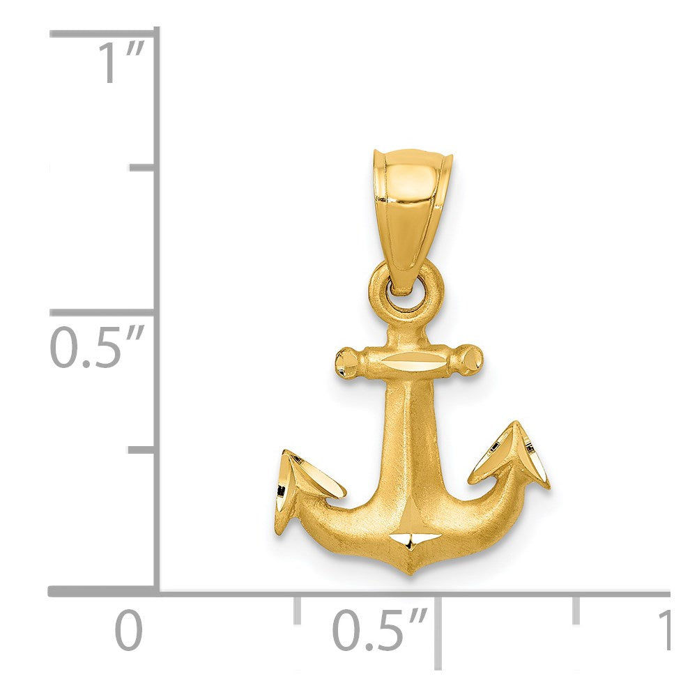 Satin Diamond-cut Anchor Pendant - WBC
