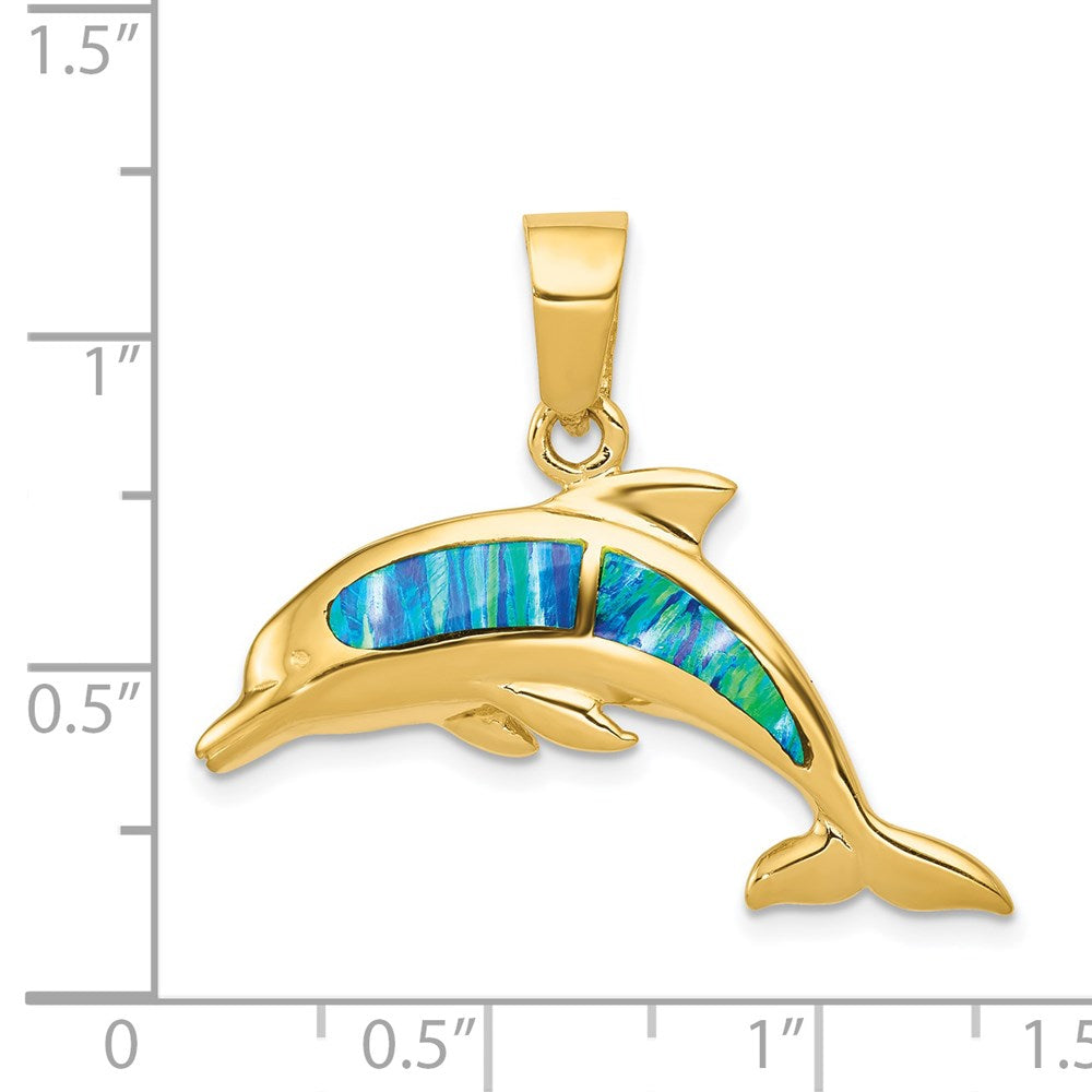 Lab Created Opal Dolphin Pendant - WBC