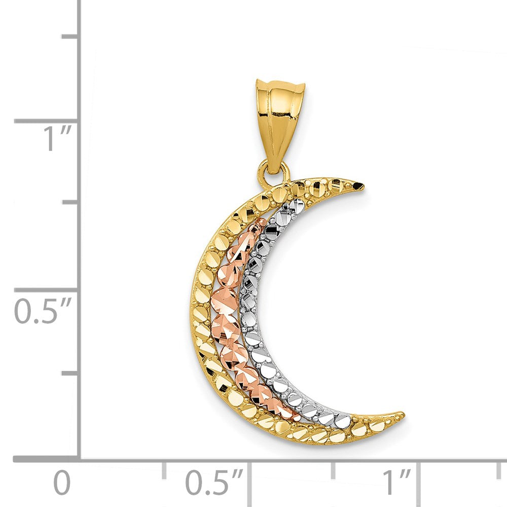 Two-tone with Rhodium Diamond-cut Moon Pendant - WBC