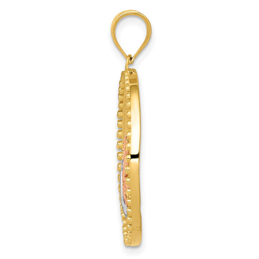 Two-tone with Rhodium Dragonfly in Circle Pendant - WBC