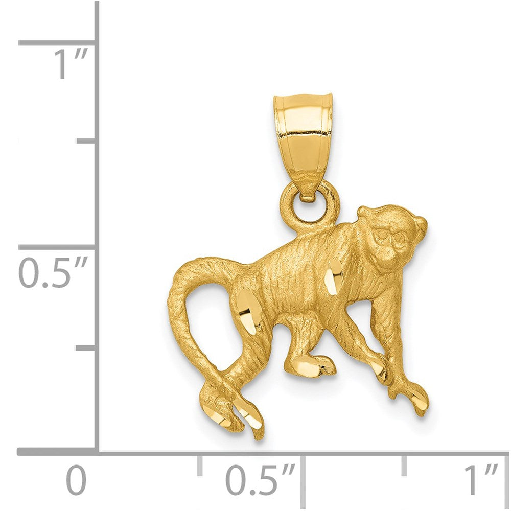 Satin Diamond-cut Monkey Pendant - WBC