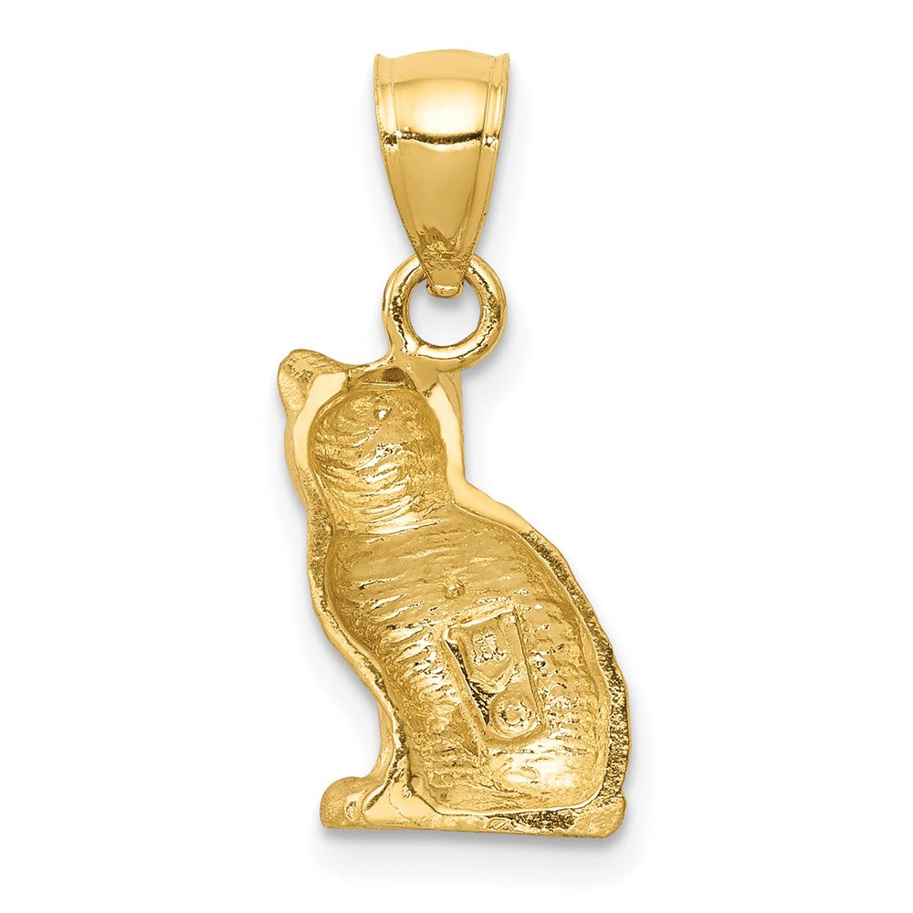 Satin Diamond-cut Cat Pendant - WBC