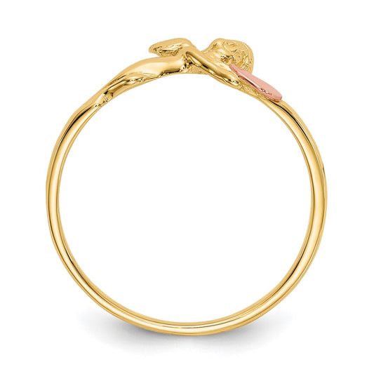 Two-tone Angel and Satin Heart Ring - WBC