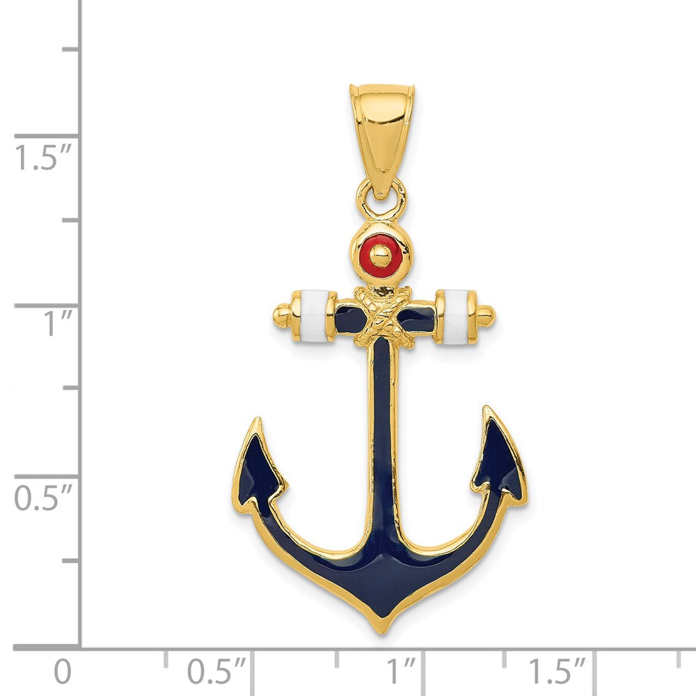 2-D Red and Blue Enameled Anchor Pendant - WBC