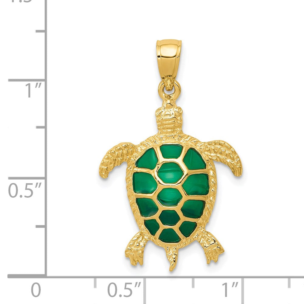 Green Enameled Sea Turtle Pendant - WBC