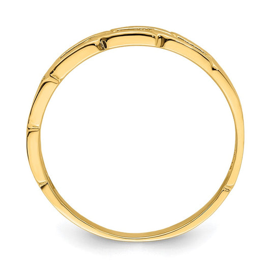 14K Gold Five Chain Link Band Ring, 2–3mm Tapered