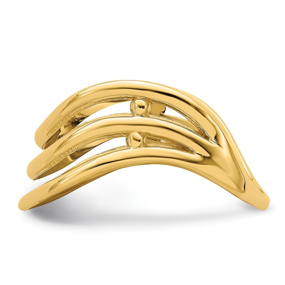 14K Gold Polished Triple Wave Fashion Thumb Ring, 10mm