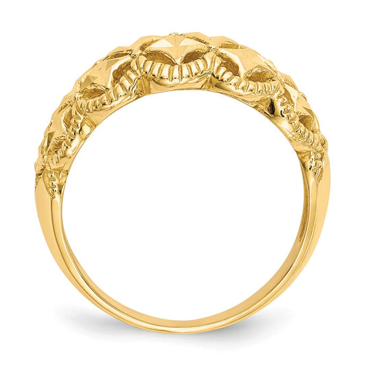 Diamond-cut Scalloped Edge Pattern Dome Ring - WBC