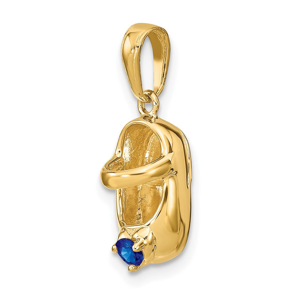 3-D September/Blue Synthetic Stone Engravable Baby Shoe Charm - WBC