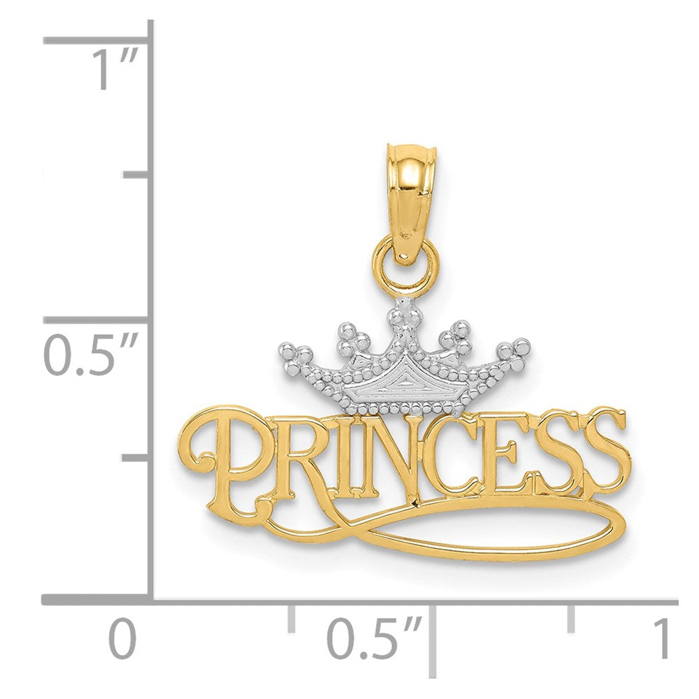 and Rhodium Polished PRINCESS with Crown Pendant - WBC