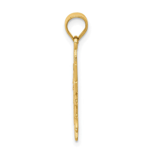 14K Gold Polished Filigree Sun Apollo Pendant, 18mm