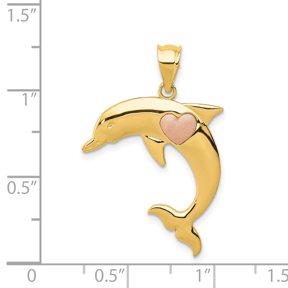 Two-Tone Dolphin with Heart Pendant - WBC