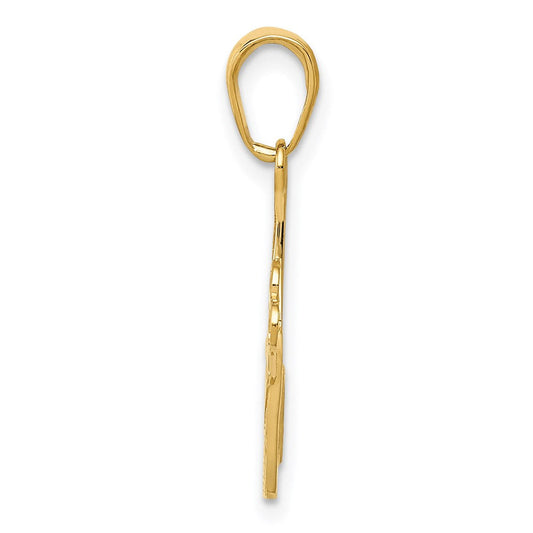 14K Gold Comb & Scissors Charm, 10.68mm