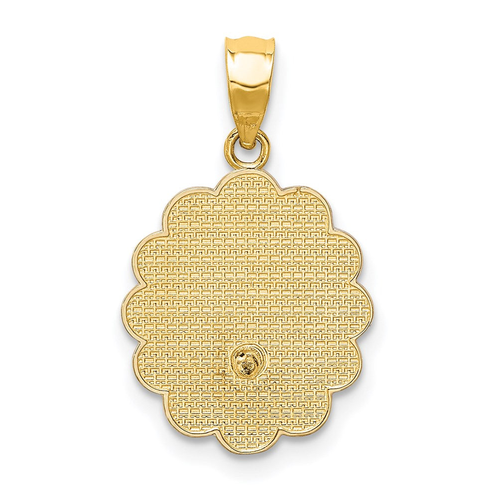 Two-tone and Rhodium Solid Spanish Baptism Mi Bautizo Oval Pendant - WBC