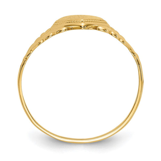14K Gold Polished Closed Back Child's Heart Signet Ring