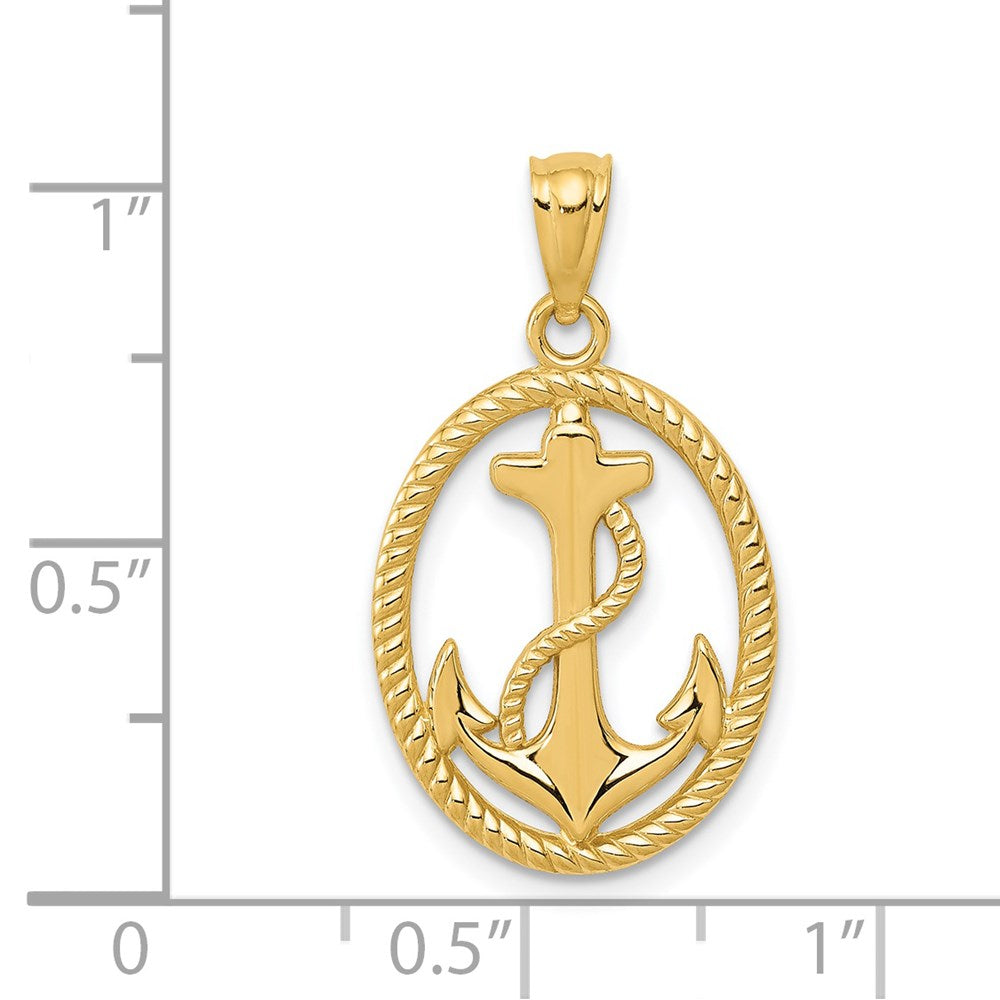 Polished Anchor with Rope Oval Pendant - WBC