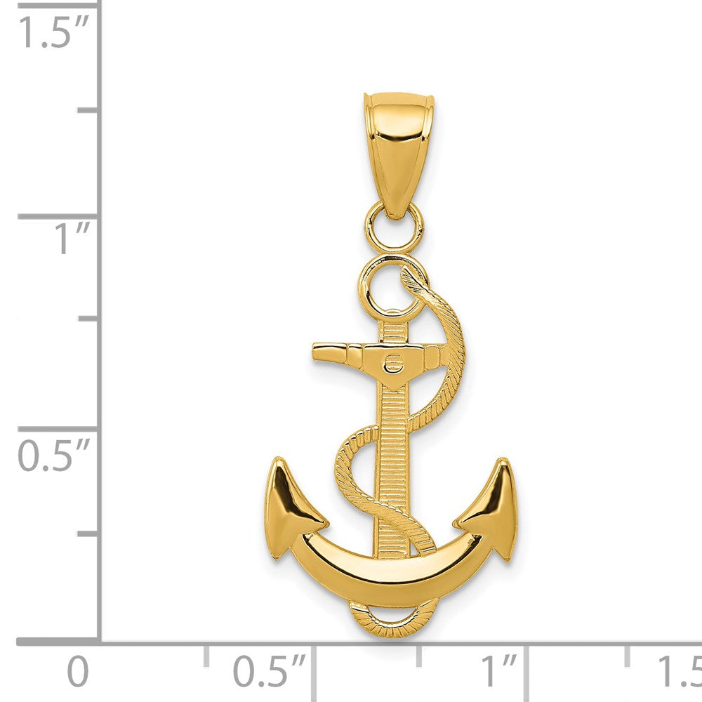 Polished Anchor with Textured Rope Pendant - WBC
