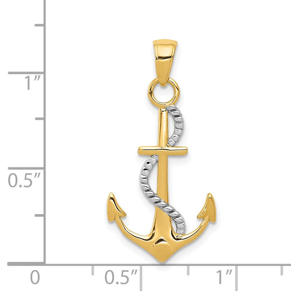 Two-tone Polished Anchor with Rope Pendant - WBC