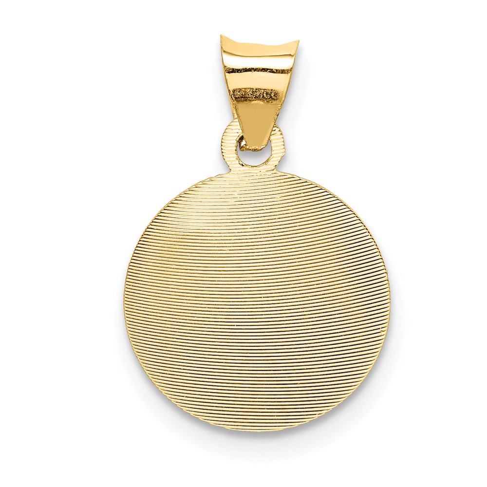 with and Rhodium Diamond-cut Baptism Round Pendant - WBC
