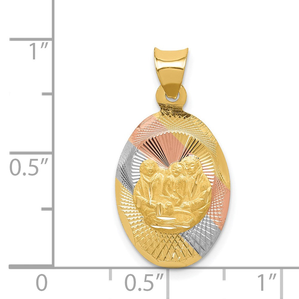 with and Rhodium Diamond-cut Baptism Oval Pendant - WBC