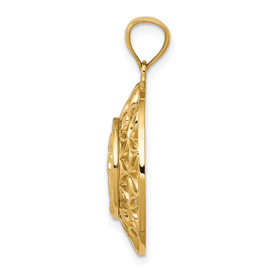 Polished Diamond-cut Angel Medal Round Pendant - WBC