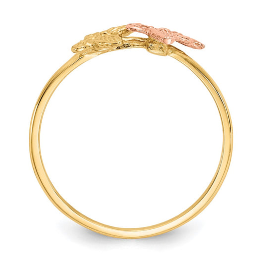 Two-Tone Polished Two Butterflies Ring - WBC