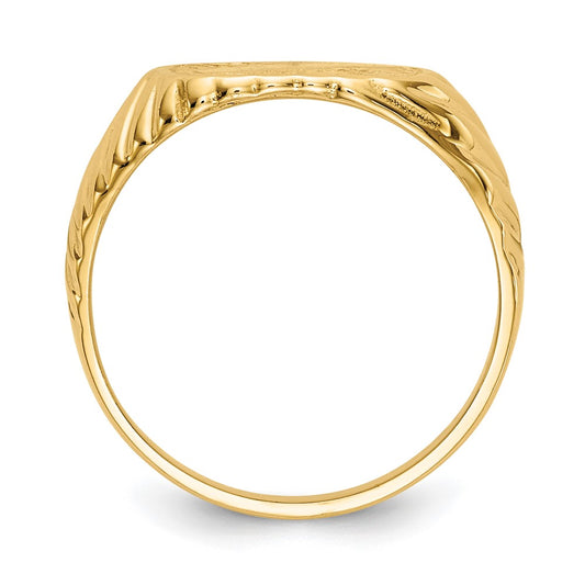 Polished Open Back Baby Rectangular with Stripes Signet Ring - WBC