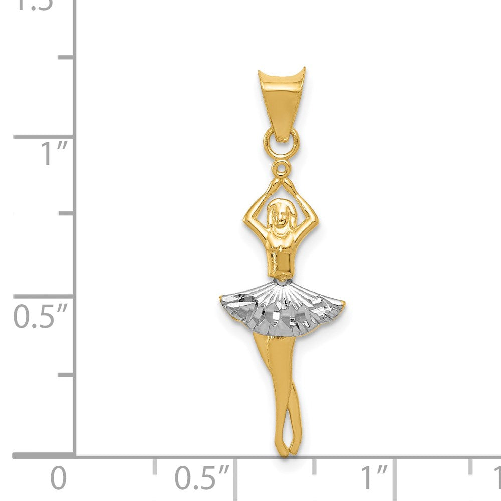 and Rhodium Polished Dancer with Moveable Skirt and Legs Pendant - WBC