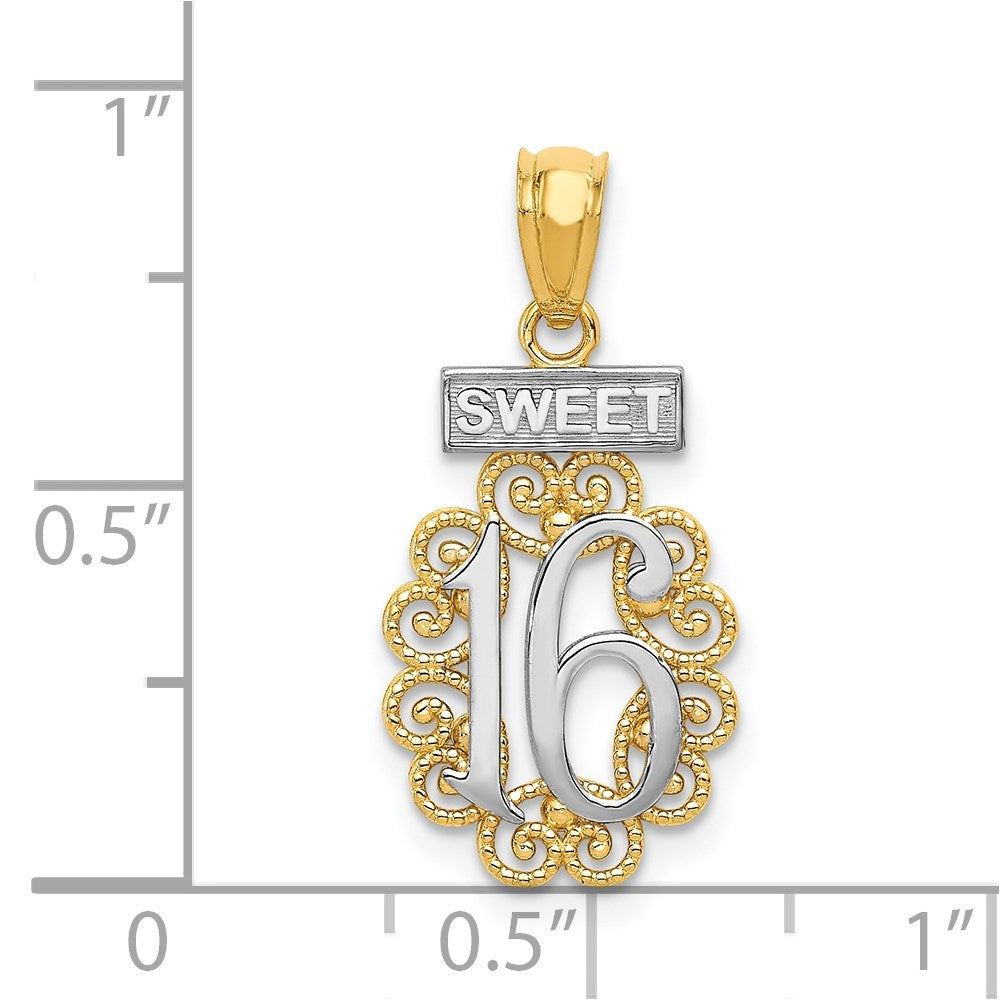 with Rhodium Filigree SWEET 16 Pendant - WBC