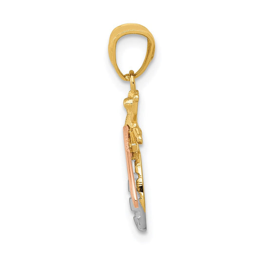 Two-tone with Rhodium Polished Bee Pendant - WBC