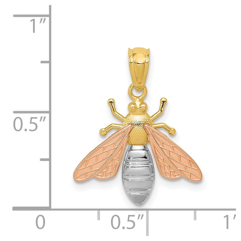 Two-tone with Rhodium Polished Bee Pendant - WBC