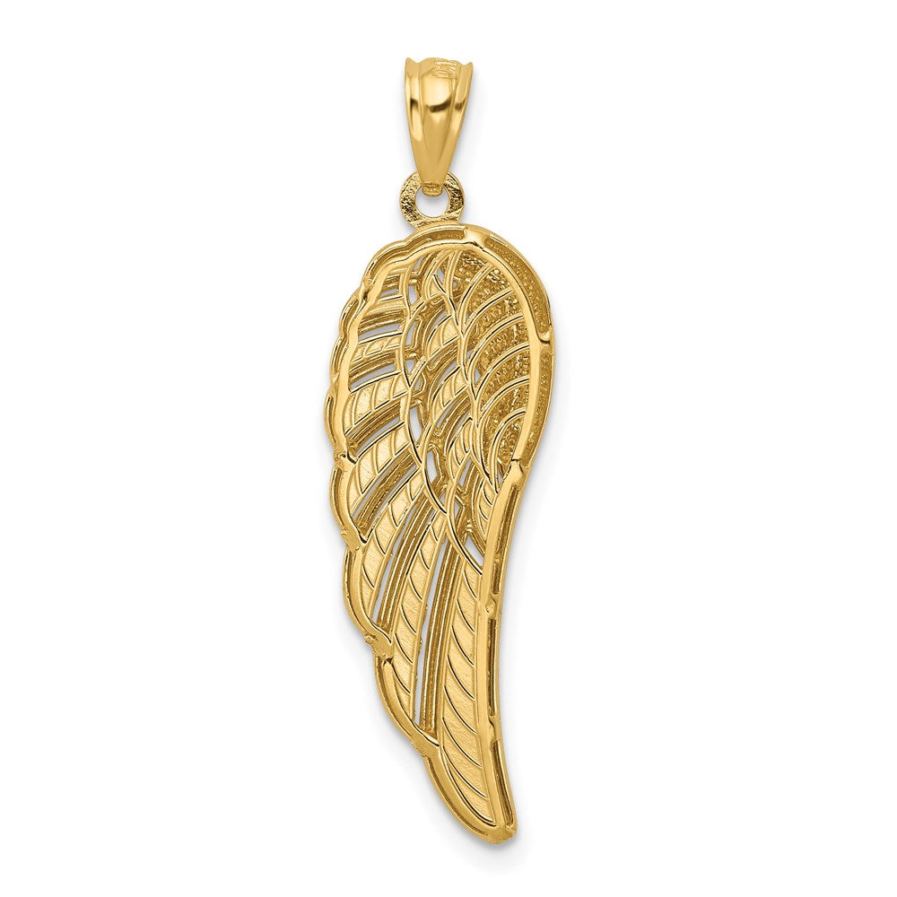 and Rhodium Polished Two-Level Angel Wing Pendant - WBC