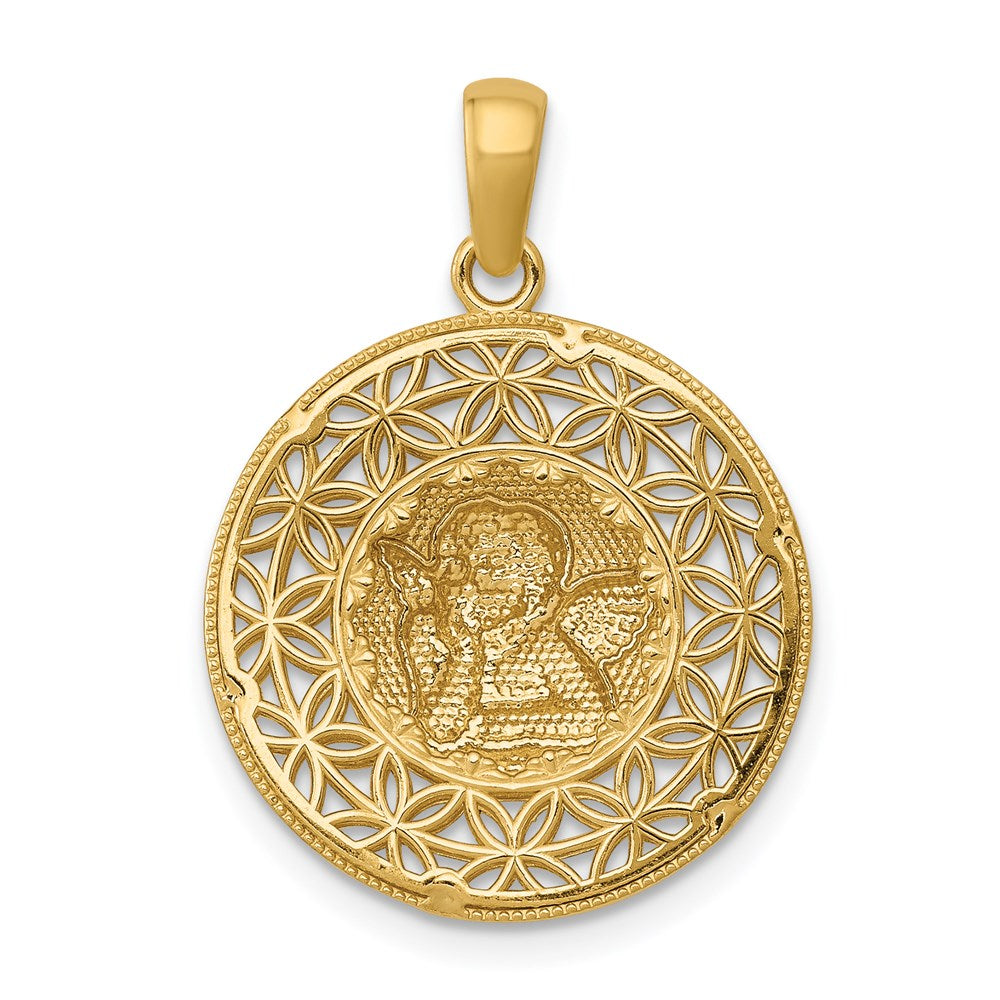 and Rhodium Polished Filigree Guardian Angel Pendant - WBC