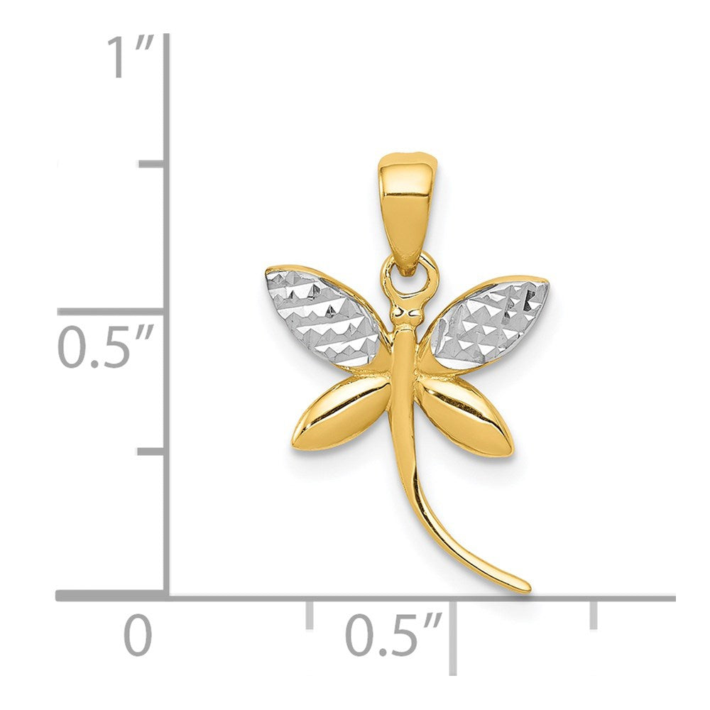and Rhodium Diamond-cut Polished Dragonfly Pendant - WBC