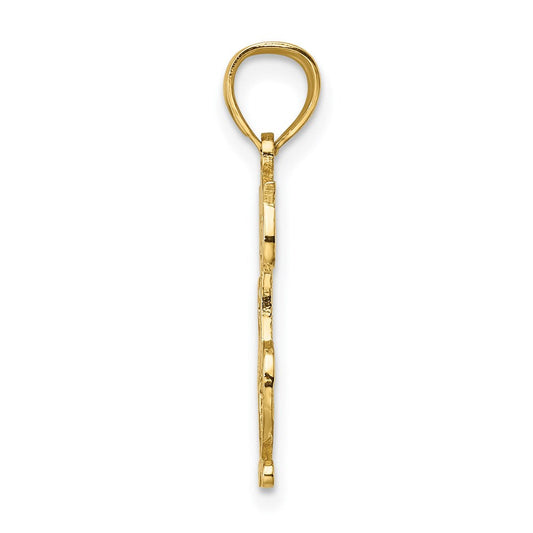 Tabby 14K Gold Cut-Out Textured Cat Charm, 7.4mm