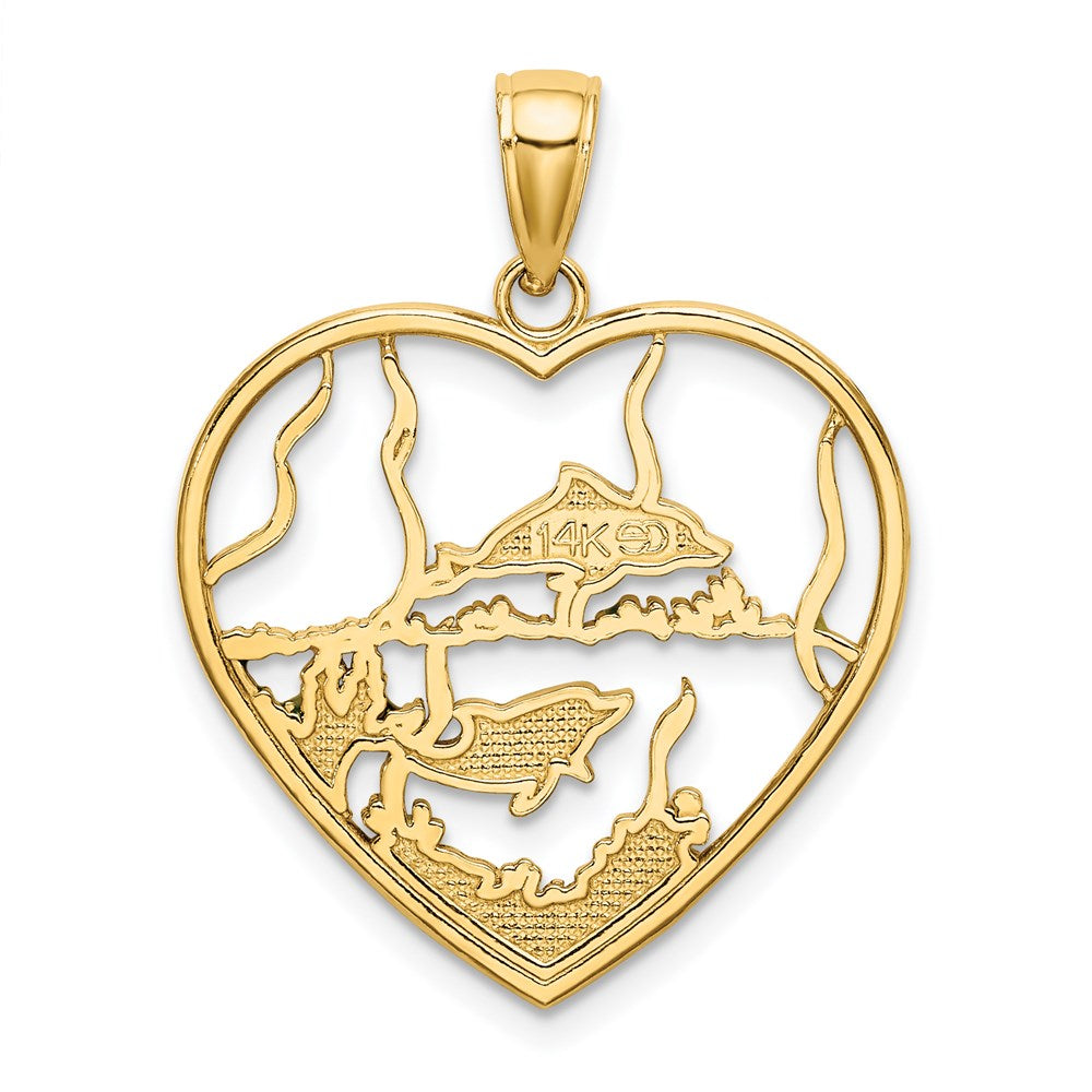 Enamel Dolphins In Heart Charm - WBC