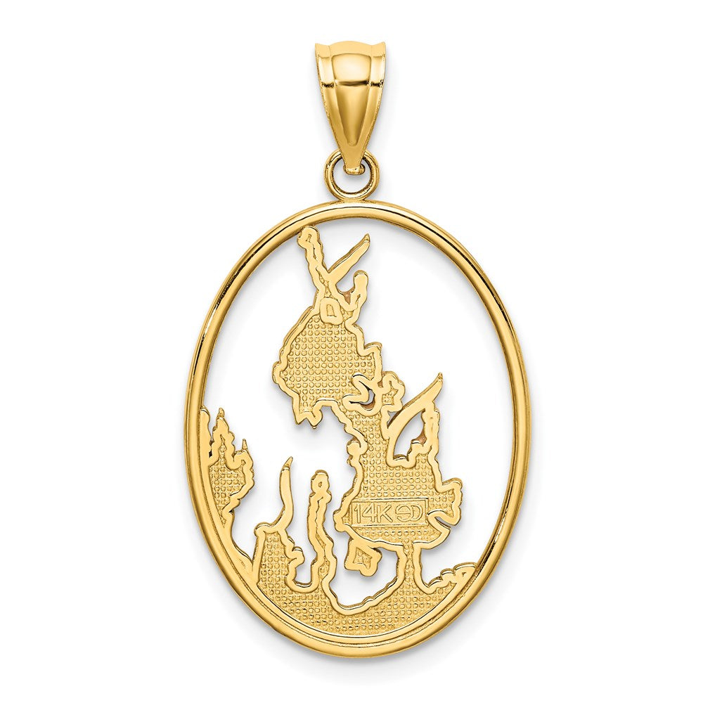 Multi-color Enamel Angelfish In Underwater Scene Oval Charm - WBC